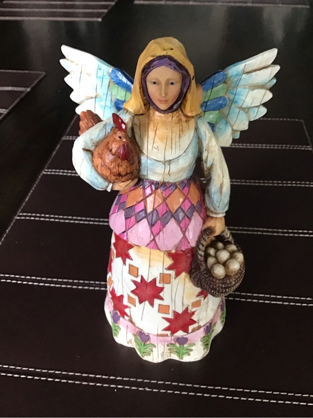 Jim Shore Hand-Painted Angel of Faithfulness Figurine in Yellow, Blue, Red, Pink
